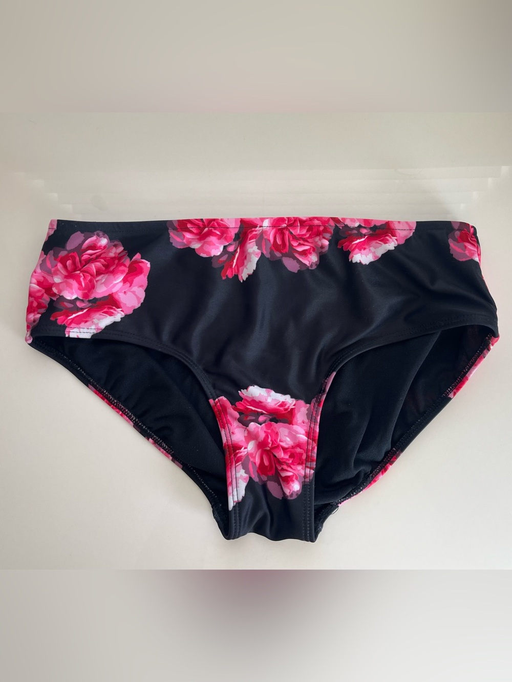 Albion Fit Hipster Swim Bottom in Black/Pink Floral